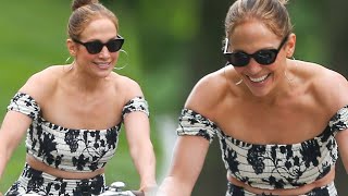 Jennifer Lopez enjoying a bike ride in The Hamptons [upl. by Firmin]