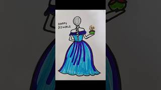 Happy Diwali drawing  Barbie doll drawing shortsfeed [upl. by Julita]