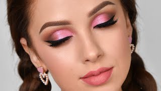 PINK Smokey Eye Makeup Tutorial [upl. by Sonafets]