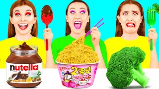 Spoon vs Fork vs Chopstick Food Challenge by PaRaRa Challenge [upl. by Elleiad]