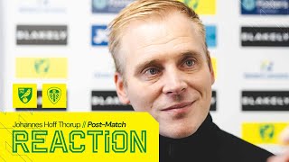 REACTION  Norwich City 11 Leeds United  Johannes Hoff Thorup [upl. by Aicena]