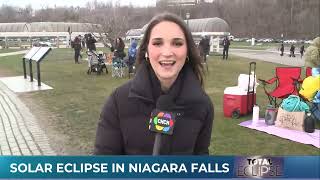 Crowds growing in Niagara Falls early Monday morning ahead of total solar eclipse [upl. by Ludovika]