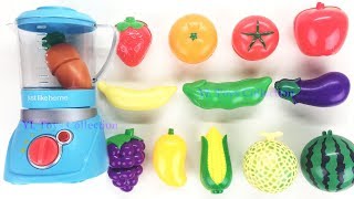 Learn Colors and Names Fruit Vegetables Strawberry Tomato Apple Velcro Cutting Slime Surprise Kinder [upl. by Irollam]