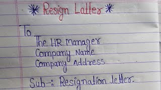 How to write Resignation  Resignation letter sample  Learn to write resignation letter resign [upl. by Marty]