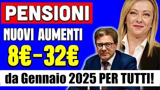 PENSIONI ECCO I NUOVI AUMENTI PER TUTTI da GENNAIO 2025❗️da 8€ a 36€ AL MESE 👉 PRIMI CALCOLI 📈 [upl. by Litnahs278]