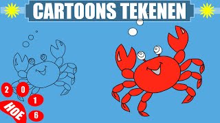 Mooie tekeningen maken nederlands  Krab tekenen voor kinderen in 2 MINUTEN 4 [upl. by Ydde]