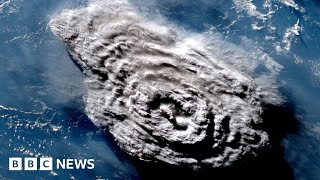 Tonga volcano eruption felt in Atlantic Ocean seafloor on other side of world  BBC News [upl. by Ocirderf]