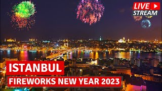 🔴🇹🇷Istanbul LIVE New Years 2023 Eve Fireworks Walking Tour4k UHD 60fps [upl. by Annonyw487]