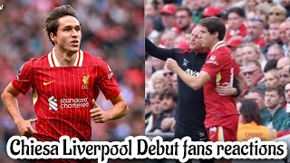 🔴 Chiesa DEBUT Liverpool fans reaction at Anfield vs Bournemouth [upl. by Dlopoel]