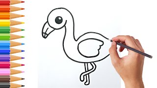 how to draw flamingo  Easy flamingo drawing for kids [upl. by Obed]