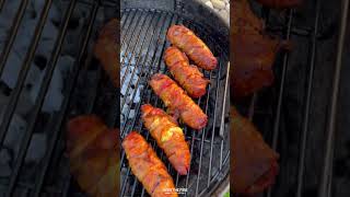 Bacon Wrapped Chorizo Dogs Recipe  Over The Fire Cooking by Derek Wolf [upl. by Addiego]