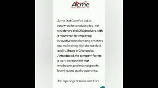 FreshersampExperience BSCMSCor Bpharm At Acme Diet Care Pvt Ltd [upl. by Nahtnoj610]