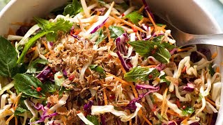 Asian Slaw  Crunchy Asian Cabbage Salad with Sesame Dressing [upl. by Muryh887]