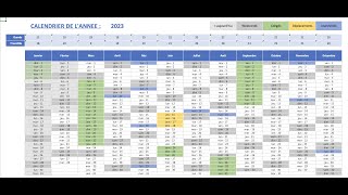 Créer un calendrier dynamique annuel 1  Tuto Excel [upl. by Darice]