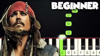 Hes A Pirate  Pirates Of The Caribbean  BEGINNER PIANO TUTORIAL  SHEET MUSIC by Betacustic [upl. by Patton]