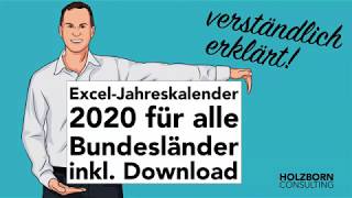 066 Excel Jahreskalender 2020 mit Ferien Feiertagen alle Bundesländer Geburtstagen Download [upl. by Euphemiah936]