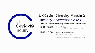 UK Covid19 Inquiry  Module 2 Hearing AM  7 November 2023 REDACTED [upl. by Ahsihat]