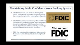 Banker Webinar FDIC Official Signage and Advertising Requirements [upl. by Reahard]