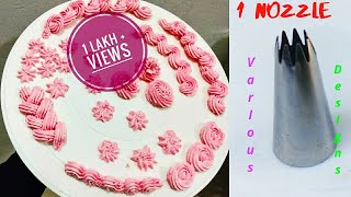 cake decorating nozzle and design for cake decoration  Basic piping techniques for beginners NOZZLE [upl. by Myranda]