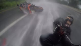 Motorcyclist Saves Girlfriend after Crash in Rain [upl. by Matias732]