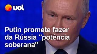 Putin faz 1º discurso de campanha para reeleição e promete fazer da Rússia potência soberana [upl. by Ashlan]