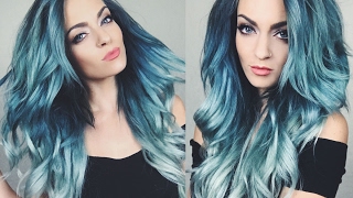 HAIR COLOR TUTORIAL  Blue Green Ombre Hair Dye [upl. by Nytsirk263]