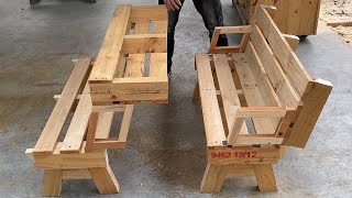 Smart Ideas to Recycle Used Wood Pallets  Build Folding Furniture With Only Simple Tools [upl. by Roti]