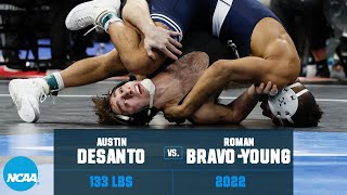 Austin DeSanto vs Roman BravoYoung 2022 NCAA wrestling championship semifinal 133 lb [upl. by Tterb]