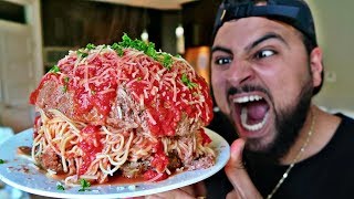 DIY GIANT SPAGHETTI STUFFED MEATBALL [upl. by Langdon]