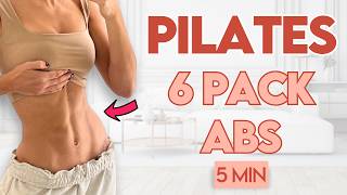 Toned Abs in 14 Days Flat Stomach Pilates  5 min Workout [upl. by Mandi]