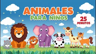 Animales para niños 25 minutos Sonidos de animales de granja y selva [upl. by Veleda108]