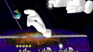 Super Smash Bros N64 Link vs 2 Master Hands Gameshark cheat [upl. by Bond]