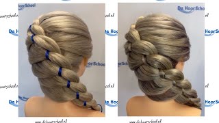 4 strengen vlecht met en zonder lint 4 strand braid with and without ribbon [upl. by Notkcorb]