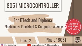 Pins of Microcontroller 8051 class 2  BTech  BE  Diploma  ECE  EL [upl. by Ardnasirhc451]