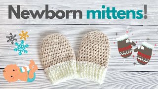 Crochet easy newborn mittens  Crochet for beginners [upl. by Eisele]