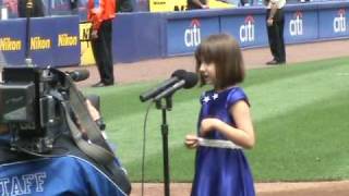 6 year old Gina Sings National Anthem for NY Mets at Shea [upl. by Courtland467]