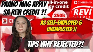 HOW TO APPLY REVI CREDIT BY CIMB BANK AS SELFEMPLOYED amp UNEMPLOYED  APPLICATION UPDATE [upl. by Retsam]