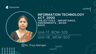 Information Technology Act 2000 Objectives  Importance MCQs Quiz [upl. by Joshuah]