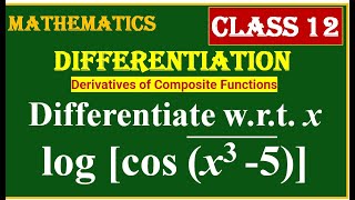 DIFFERENTIABILTY  Differentiate wrt x log cos x3 − 5 by chain rule [upl. by Sukhum]