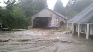 Flooding from Irene damaging the quechee bridge [upl. by Erotavlas]