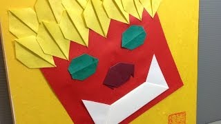 Origami Demon Mask Setsubun Oni Display Shikishi [upl. by Ollehcram]