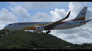 VC Bird ANU Traffic  Caribbean B737MAX8 Suriname Airways B737800 early morning landings [upl. by Vrablik]