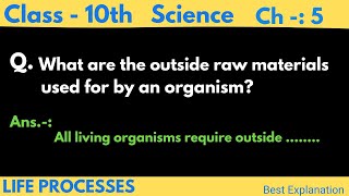 what are the outside raw materials used for by an organism Class10th Science Life Processes [upl. by Rutledge]