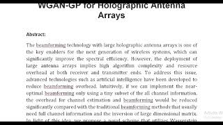 Beamforming Inferring by Conditional WGAN GP for Holographic Antenna Arrays [upl. by Chenay]