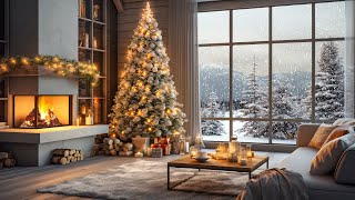 Snowy Winter in Forest with Relaxing Christmas Jazz and Fireplace Smooth Jazz in Your Cozy Bedroom [upl. by Gnous]