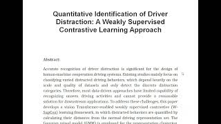 Quantitative Identification of Driver Distraction A Weakly Supervised Contrastive Learning Approach [upl. by Terese776]