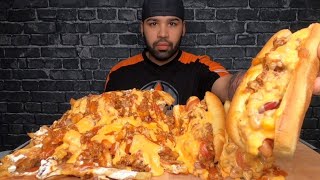 ASMR CHILI CHEESE DOGS  CHILI CHEESE FRIES MUKBANG [upl. by Mich20]