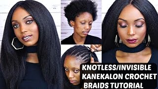 Crochet Braids With Kanekalon Hair Tutorial KnotlessInvisible Part [upl. by Lien]