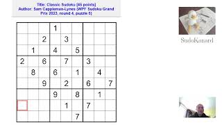 Sudoku classique par Sam CapplemanLynes WPF Sudoku Grand Prix 2023 round 4 puzzle 5 [upl. by Feldman]