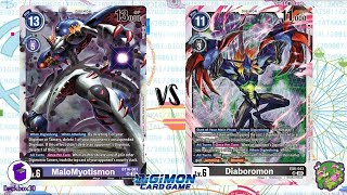 DIGIMON TCG Local match MaloMyotismon Purple vs Diaboromon Black  TEA AND COFFEE [upl. by Ahtiuqal]